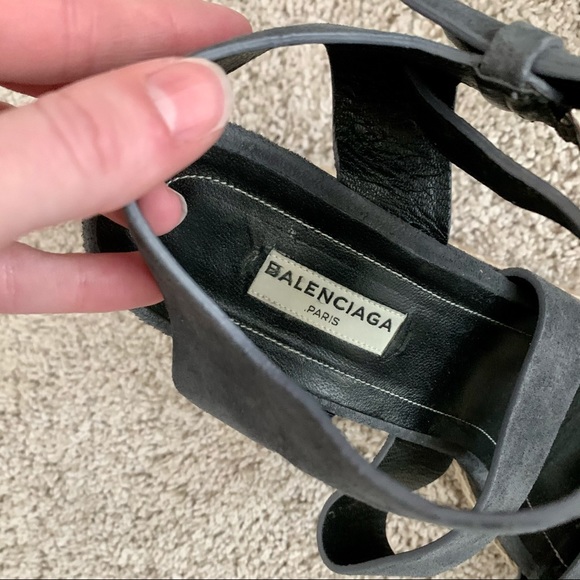 Balenciaga Charcoal Grey Suede Wedges - Picture 4 of 10